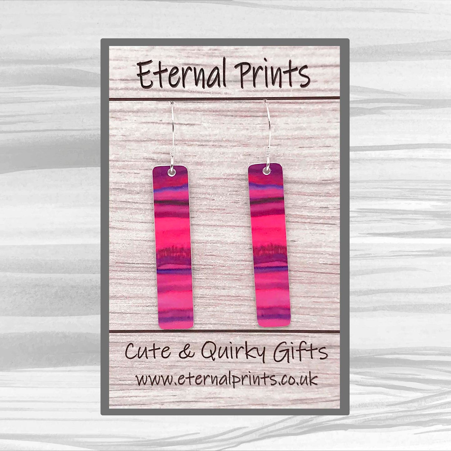 Vibrant Pink Earrings - Pink Earrings- Abstract Earrings - Landscape Earrings - Novelty Earrings - Long Drop Earrings - Artwork - Funky