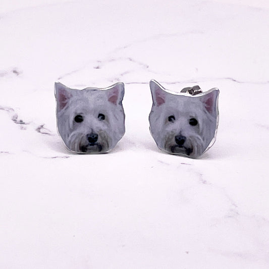 Cute Dog Studs - Westie Stud Earrings - Cute Westies - Dog Lover Gift - Westie Earrings - Dog Studs - Cute Westie Dogs
