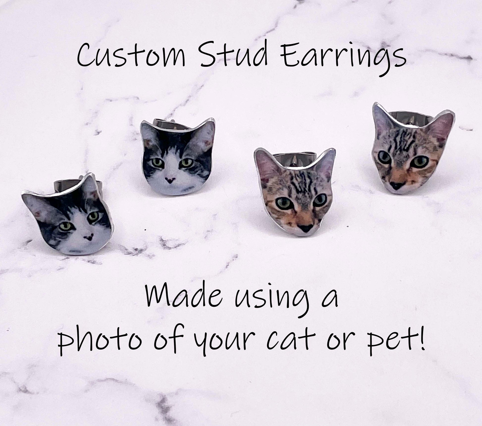 Cat Earrings - Cat Photo Earrings - Cat Studs - Custom Cat Pet Earrings - Personalised Pet Stud Earrings - Pet Earrings - Pet Studs