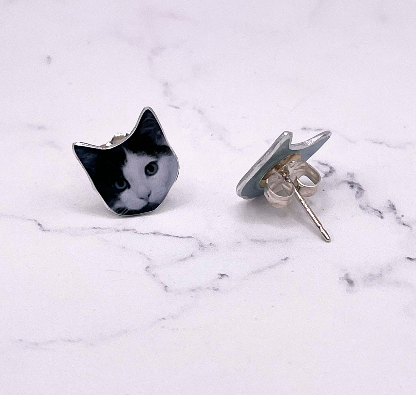 Black and White Cats - Black and White Cat Earrings - Kitten Earrings - Cat Gift - Cute Cat Earrings - Cat Stud Earrings