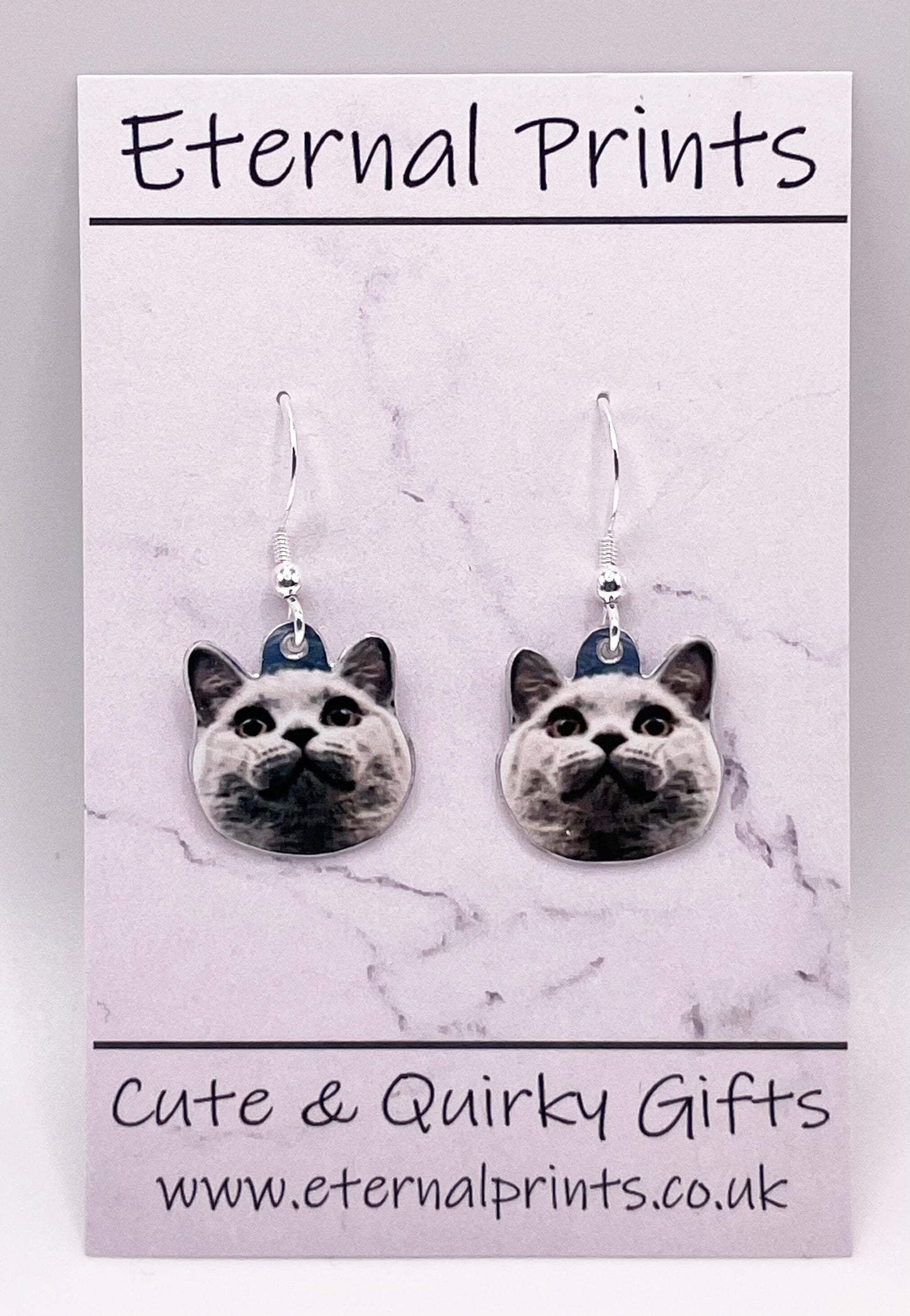 Cat Drop Earrings - Custom Cat Drop Earrings - Dangly Cat Earrings - Custom Pet Dangly Earrings - Dangly Cats - Cat Lover Earrings
