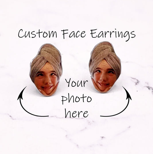 Custom Stud Earrings - Face Studs - Photo Boyfriend Studs - Girlfriend studs - Idol Earrings - Famous Stud Earrings - Person Earrings