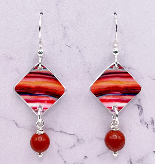 Sunset Earrings - Sea Jewellery - Coast - Cornwall - Beach earrings - Abstract Earrings - Drop Earrings - Funky Earrings - Vibrant Earrings