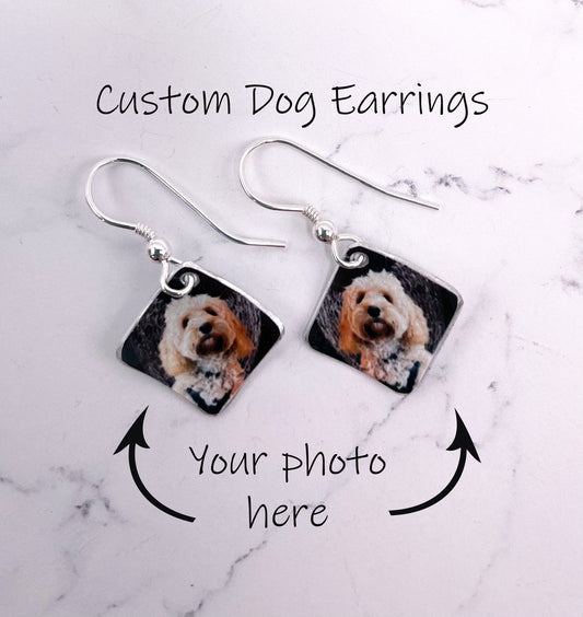 Dog Earrings - Dangly Dogs - Custom Dog Drop Earrings - Dangly Dog Earrings - Custom Pet Dangly Earrings - Dangly Fogs - Dog Lover Earrings