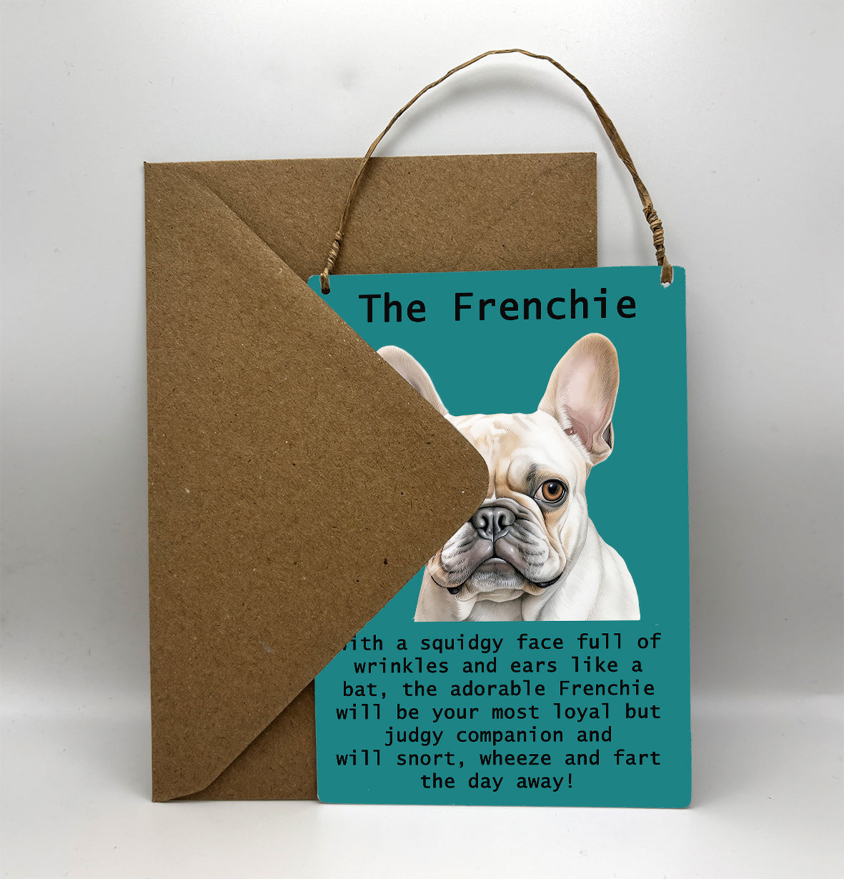 Frenchie Metal Greetings Card