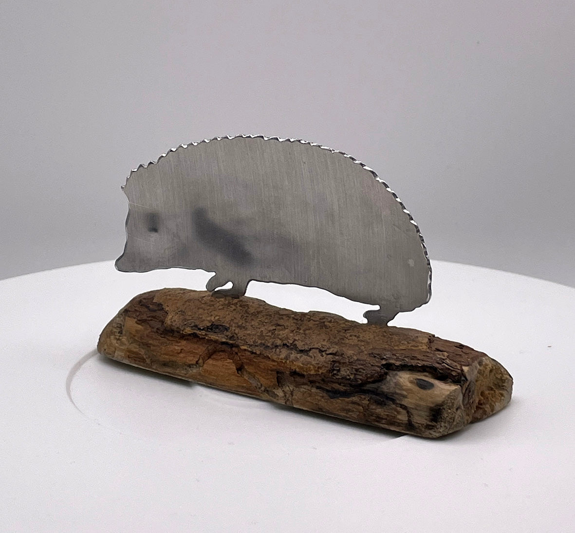 Textured Aluminium Hedgehog on Driftwood