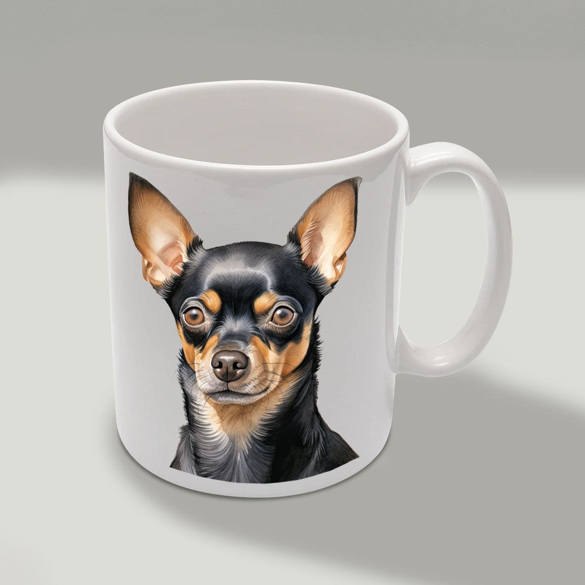 Chihuahua Ceramic Mug, Black and Tan