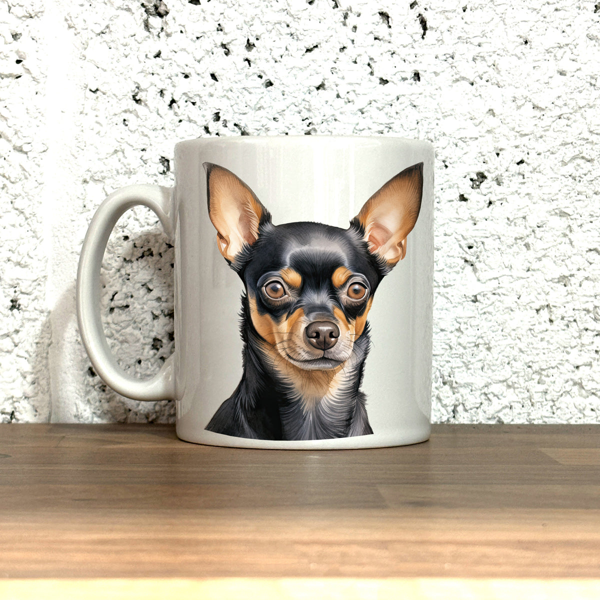 Chihuahua Ceramic Mug, Black and Tan