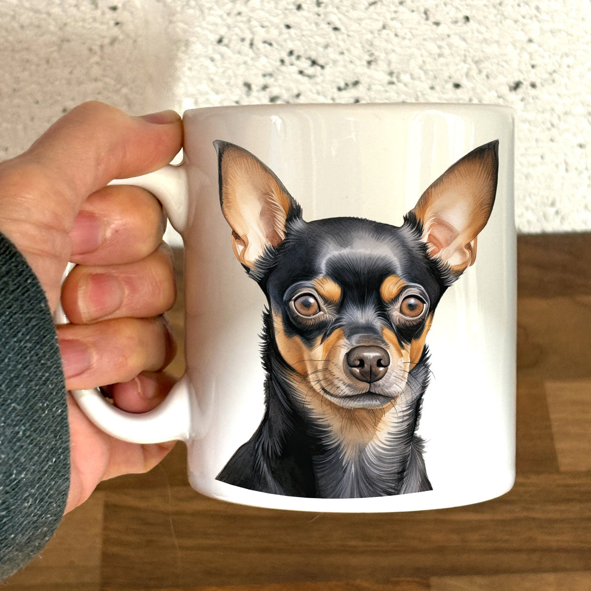 Chihuahua Ceramic Mug, Black and Tan