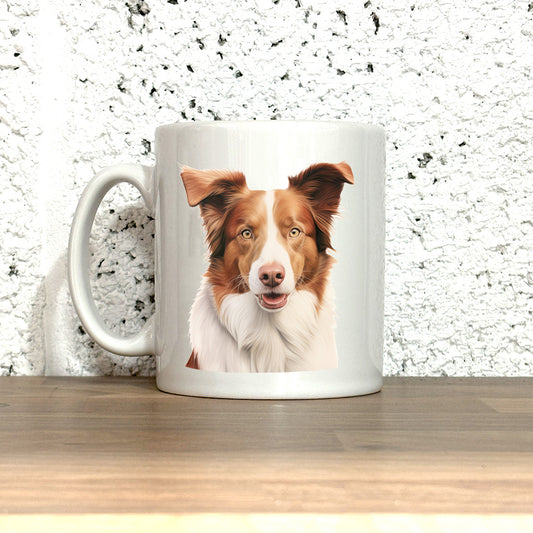 Border Collie Mug, liver and white