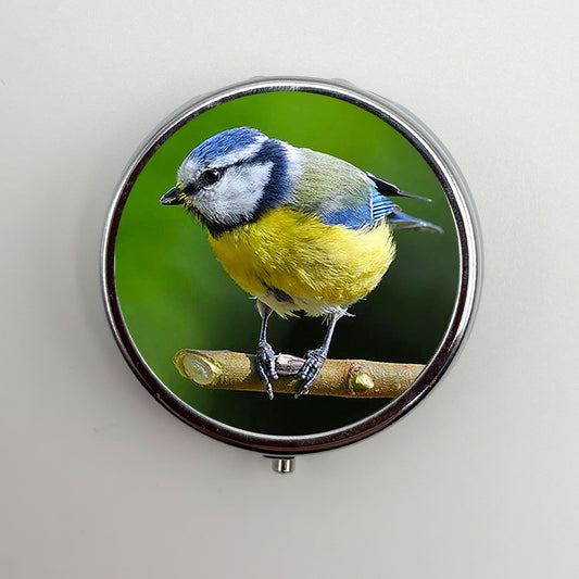 Blue Tit Round Pill Box