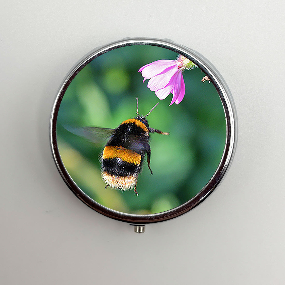Round Buff Tailed Bumblebee Pill Box