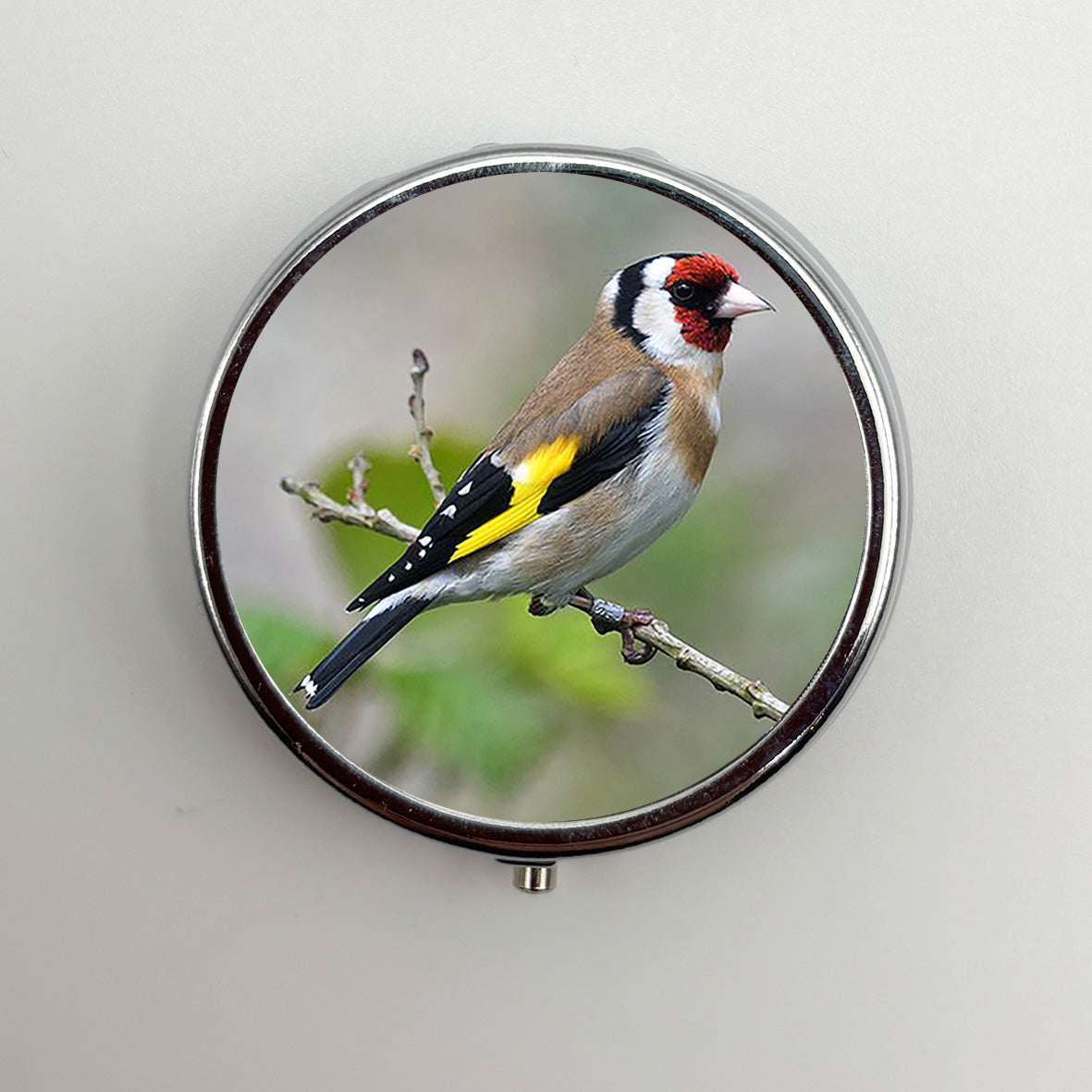 Goldfinch Round Pill Box