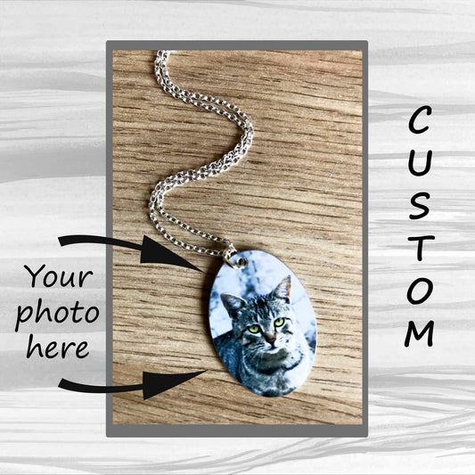 Custom Cat Pendant - Oval Custom Cat - Cat Oval Necklace - Cat Necklace - Cat Lover - Cat Gift - Photo Pendant - Cat Photo Oval Pendant