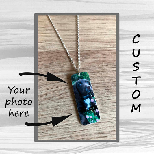 Custom Dog Photo Necklace - Long Custom Dog - Dog Necklace - Dog Lover - Dog Gift - Tag Pendant - Dog Photo Pendant - Dog Photo Tag Pendant