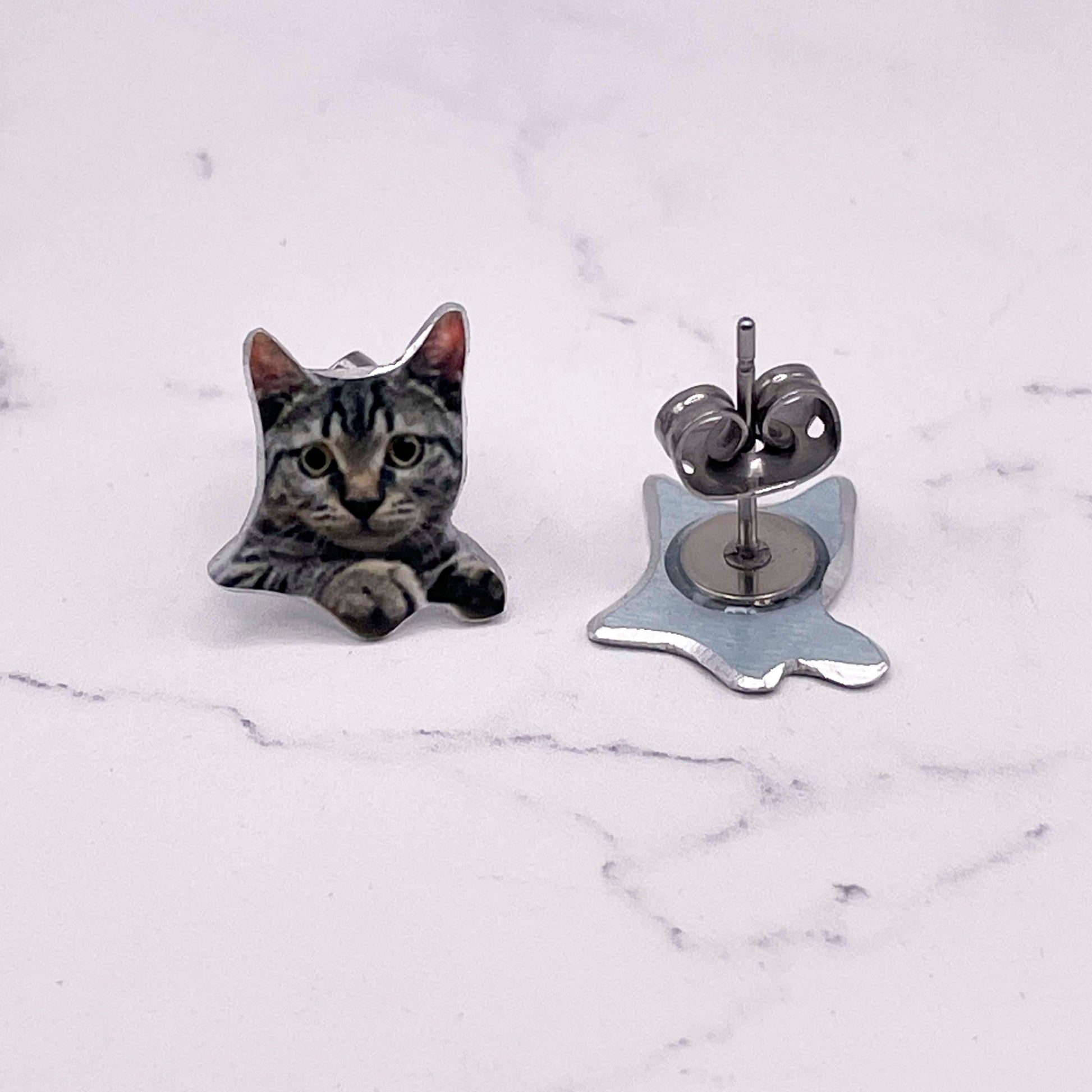 Cute Kitten Studs - Tabby Cat Earrings - Kitten Earrings - Tabby Cat Gift - Cute Cat Earrings - Cat Stud Earrings