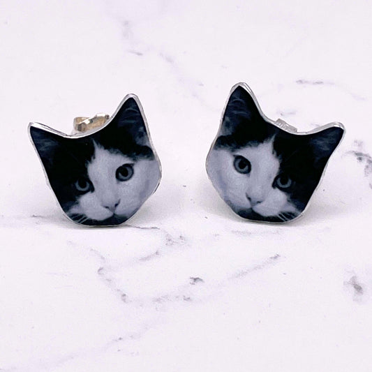 Black and White Cats - Black and White Cat Earrings - Kitten Earrings - Cat Gift - Cute Cat Earrings - Cat Stud Earrings