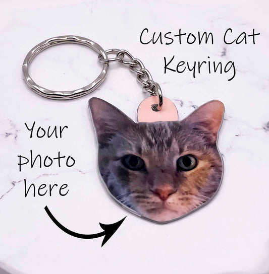 Cat Keyring - Custom Pet - Photo Keyring - Cat Pet Gift - Custom Pet Keychain - Custom Cat Keyring - Custom Cat - Cat Gift - Cat Lover Gift