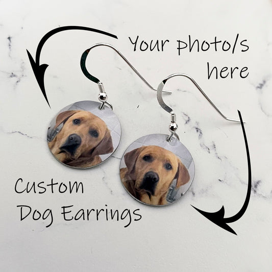 Personalized Dog Earrings - Custom Drop Earrings - Dog Earrings - Dog Danglies - Dog Gift - Gift for Dog Lovers