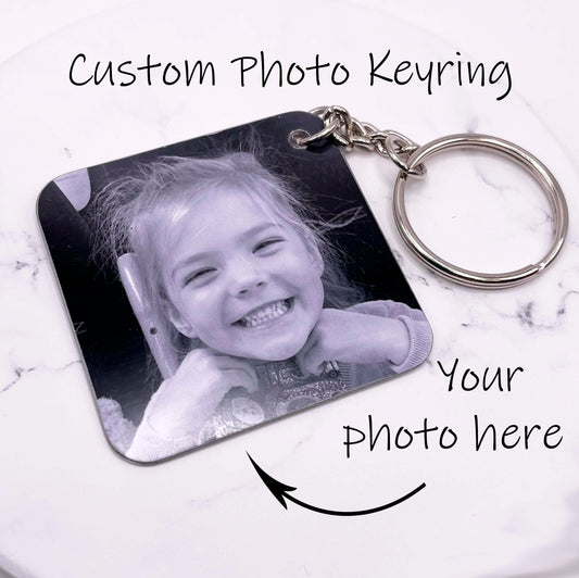 Custom Keyring - Personalised Square Keyring - Custom Photo Keyring - Square Photo Keyring - Personalised Gift - Keyring Gift