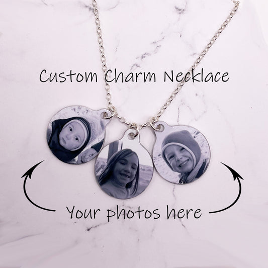 Custom Photo Cluster Necklace - Photo Memory Pendant - Keepsake Pendant - Charm Necklace - Photo Jewellery - Custom Photo Gift